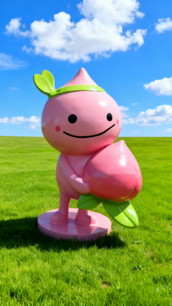 玻璃鋼卡通桃子雕塑公仔