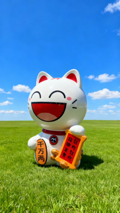 玻璃鋼招財(cái)貓雕塑 (3)