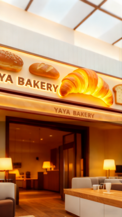 面包店發(fā)光面包門頭雕塑