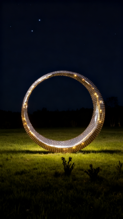 鏤空不銹鋼發(fā)光圓環(huán)雕塑