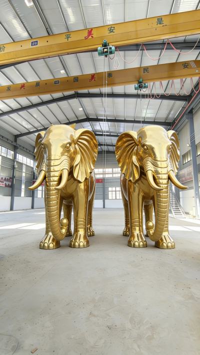 漆金銅雕大象