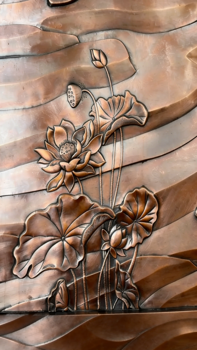 荷葉荷花鍛銅畫