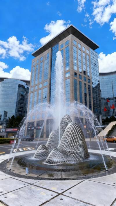 廣場噴泉不銹鋼編織假山雕塑