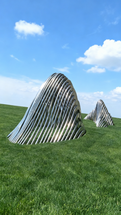 鏡面不銹鋼切片假山雕塑