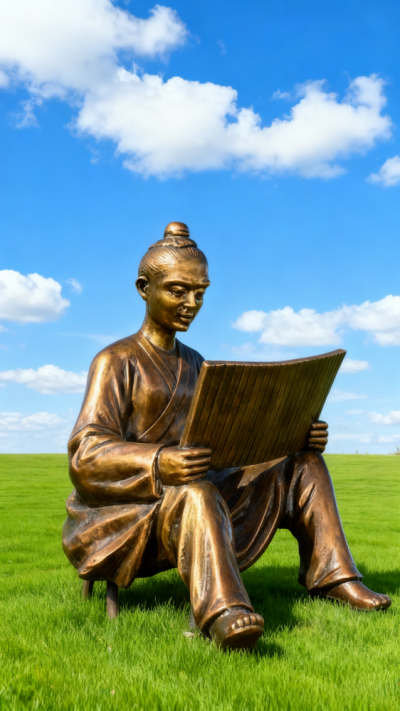 鑄銅古代看書(shū)人物銅雕