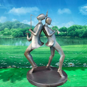 二人背對抽象音樂人 玻璃鋼