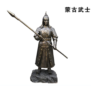 持矛的蒙古武士 玻璃鋼仿銅人物