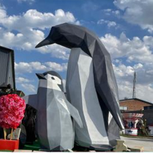 玻璃鋼塊面企鵝抽象動物