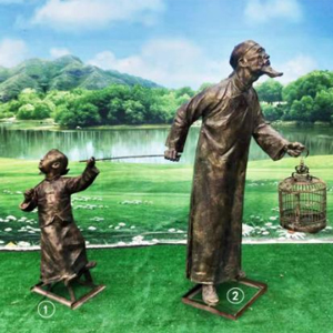 遛鳥人物 玻璃鋼仿銅