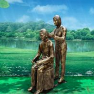 梳頭 孝文化  玻璃鋼仿銅人物