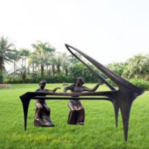 彈鋼琴玻璃鋼抽象人物景觀