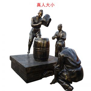 仿銅玻璃鋼釀酒人物