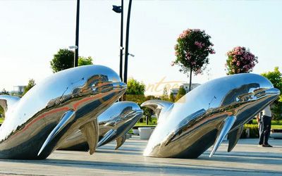 不銹鋼海豚雕塑